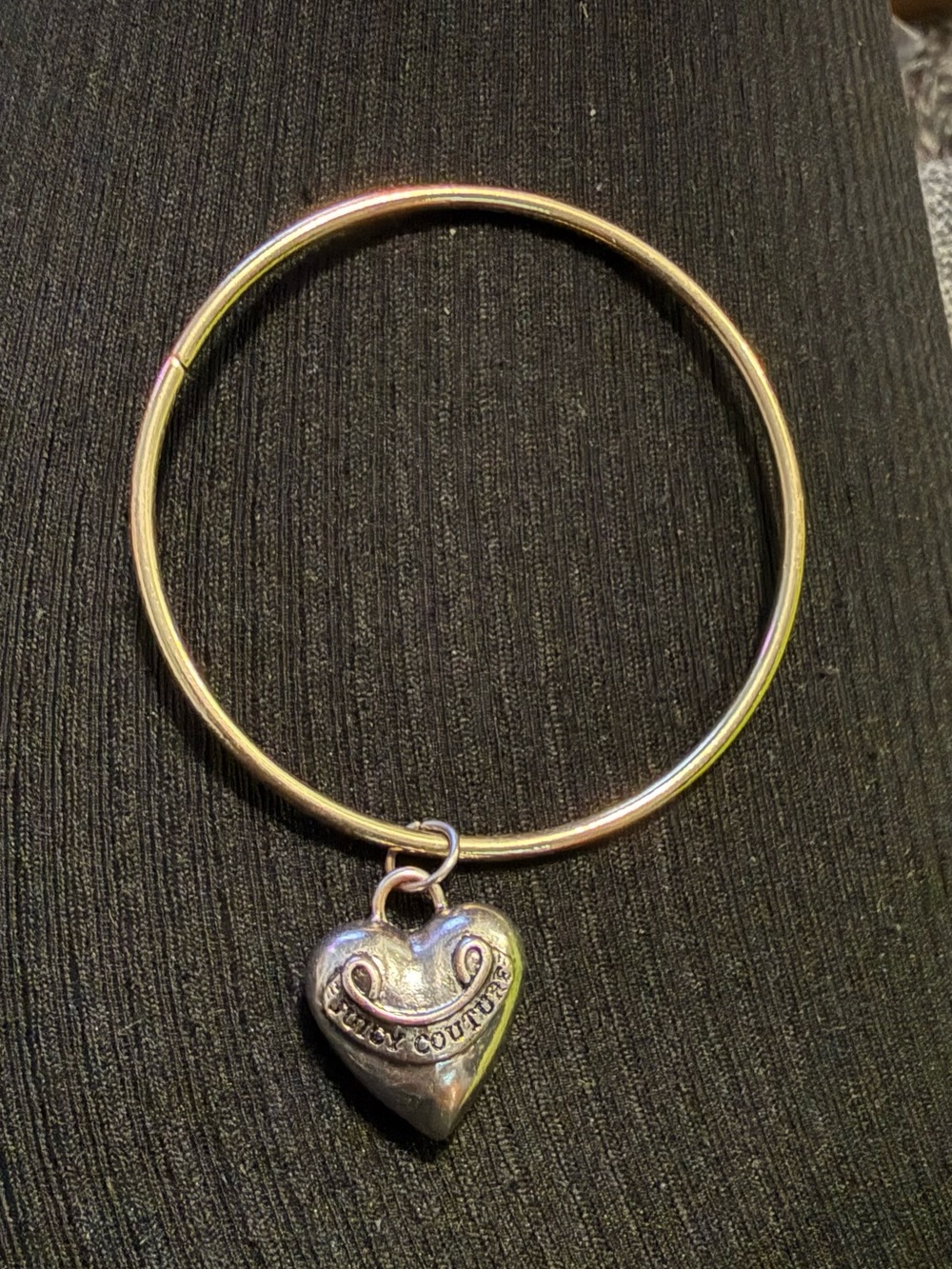 Juicy Couture Gold Tone Heart Charm Bangle Bracelet